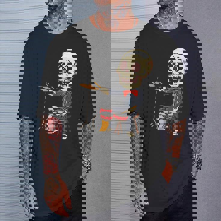 ドラミング スケルトン ドラム プレーヤー ドラマー パーカッション ドラム 長袖tシャツ Tシャツ 彼への贈り物