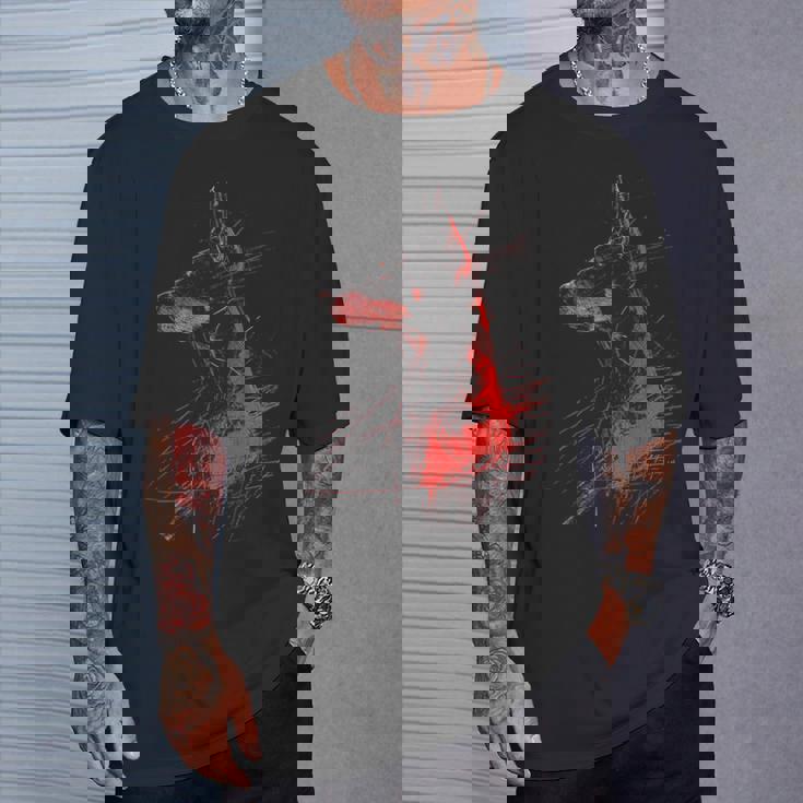 ドーベルマン グラフィック ペット アートワーク 犬 ドーベルマン Tシャツ 彼への贈り物