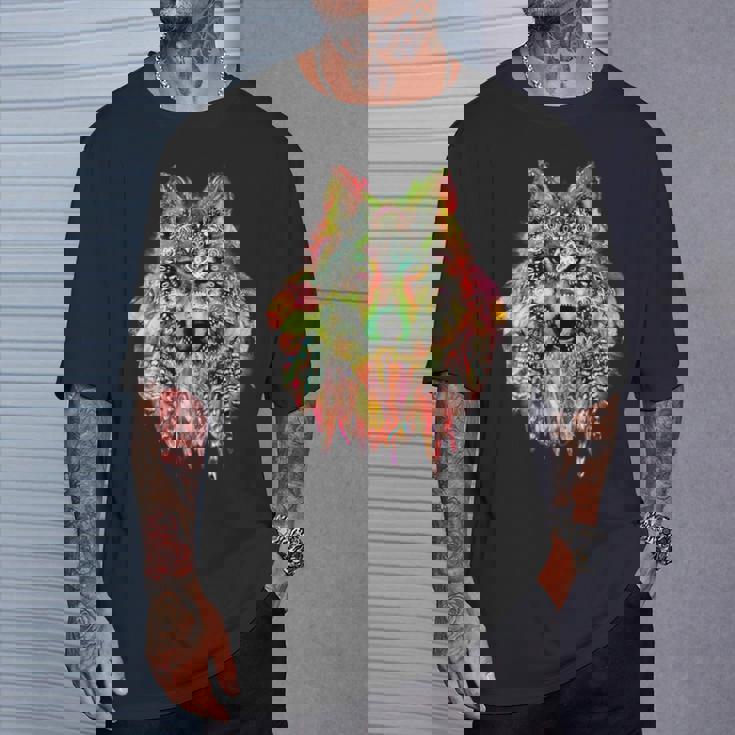 ネイティブアメリカンの羽 狼 星 プリティトレンディ Tシャツ 彼への贈り物