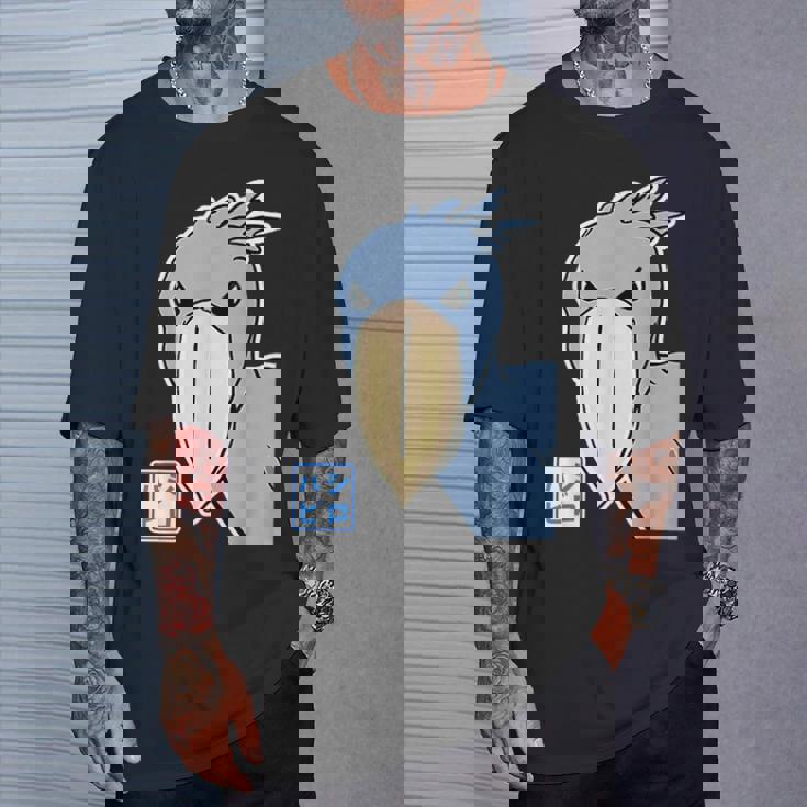 ハシビロコウさん『フル ビッグプリント』青い鳥【どうぶつフレンズ】ゆるくて かわいい 動物園の生き物 イラスト Tシャツ 彼への贈り物