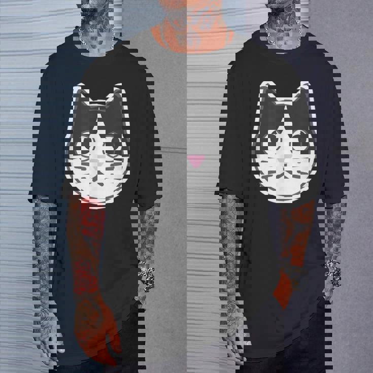 ハチワレ《ふぇいす》ねこ 猫【どうぶつフレンズ】シンプル 顔 ゆるくて かわいい 動物 イラスト Tシャツ 彼への贈り物