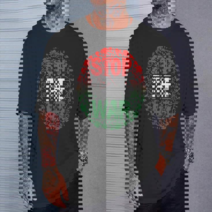 パレスチナ国旗 アラビア語タイポグラフィ パレスチナ国旗 長袖tシャツ Tシャツ 彼への贈り物