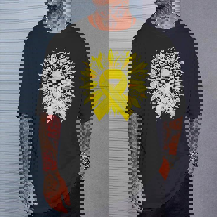 ヒョウ ヒマワリ イエローリボン 肉腫 がん啓発 Tシャツ 彼への贈り物