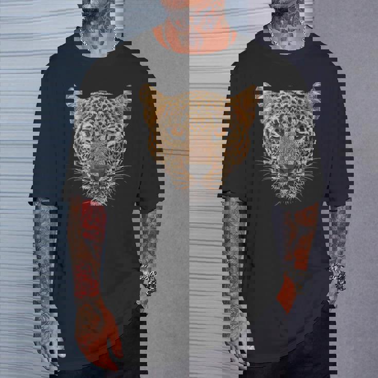 ヒョウの顔 大きな猫の頭 パンテラ パルダス 野生動物 キッズ Tシャツ 彼への贈り物