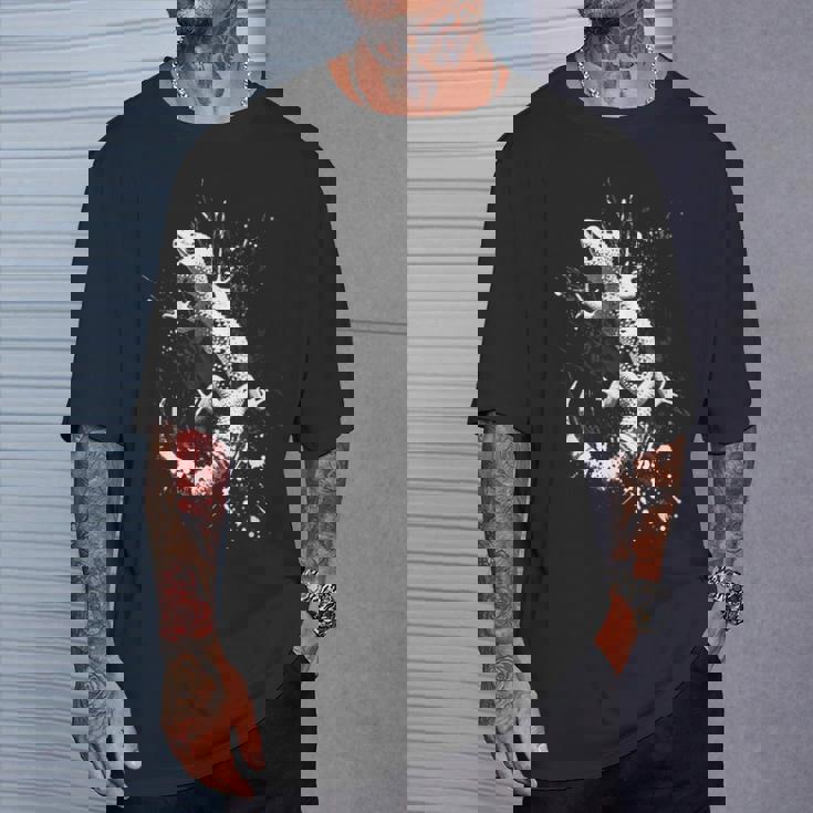 ヒョウモントカゲモドキ グランジ パンク スプラッター Tシャツ 彼への贈り物