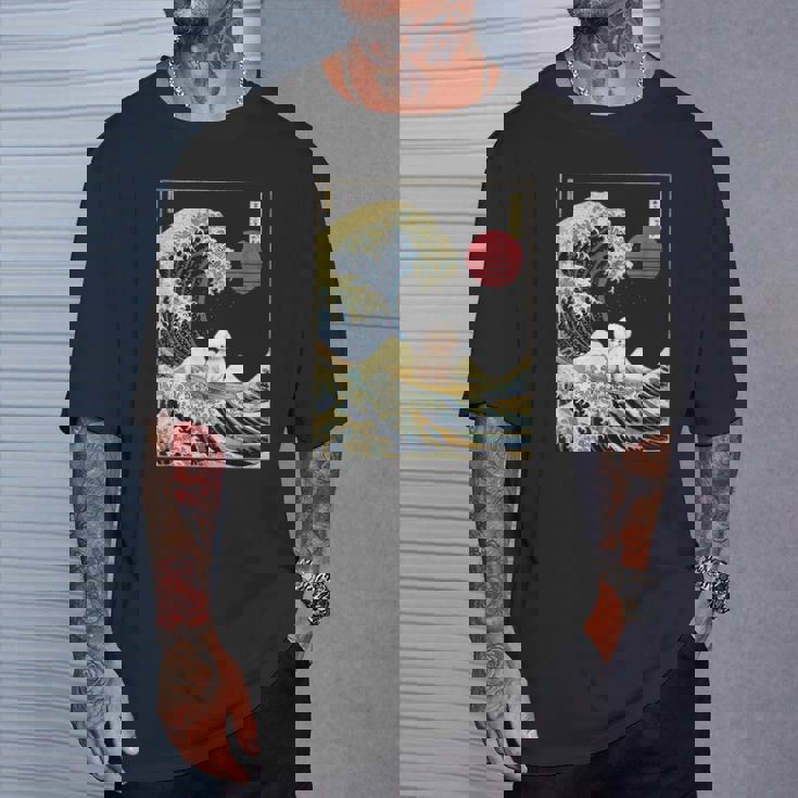 ビション・フリーゼ 日本神奈川波 おもしろサーフドッグ Tシャツ 彼への贈り物