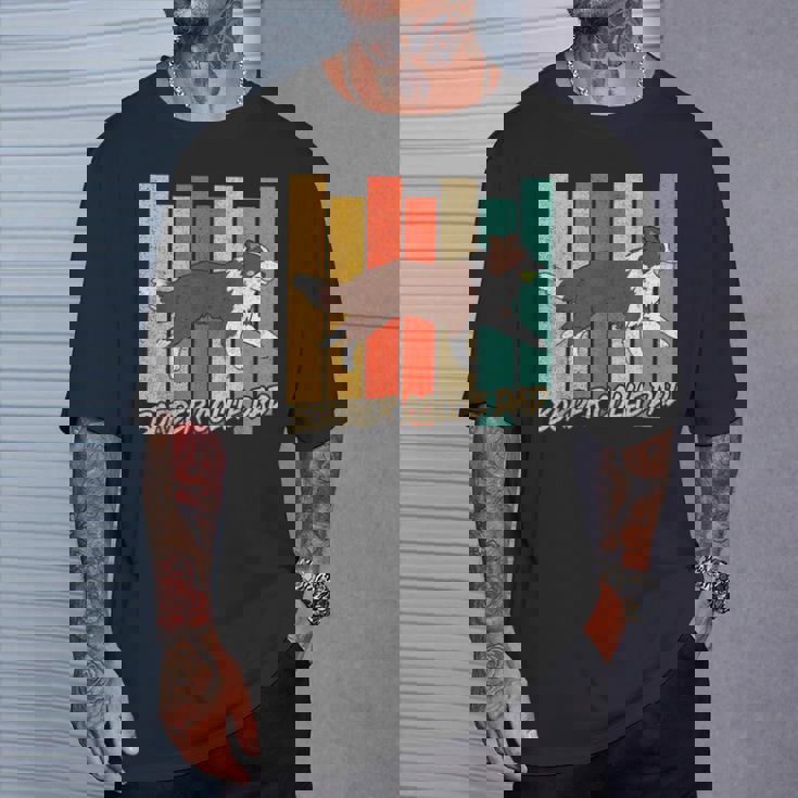 ビンテージ レッドボーダーコリー 犬 お父さん 犬 飼い主 父の日 Tシャツ 彼への贈り物