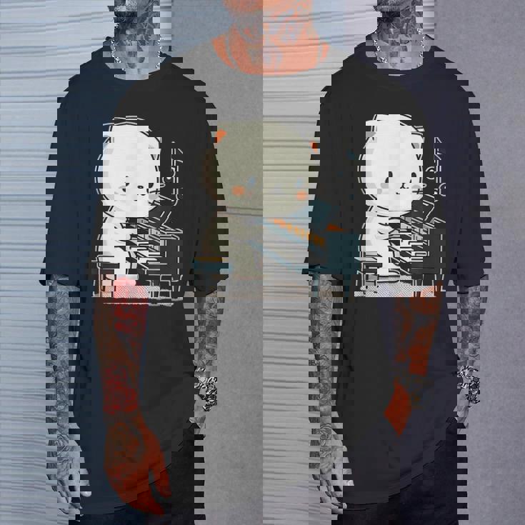 ピアノを弾くかわいい猫 ヴィンテージ かわいい猫 アート 日本アニメ Tシャツ 彼への贈り物