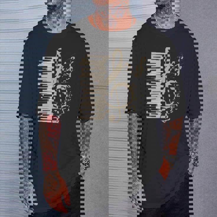 ピアノ音部記号 音楽ギフト ト音記号 ピアノ 長袖tシャツ Tシャツ 彼への贈り物