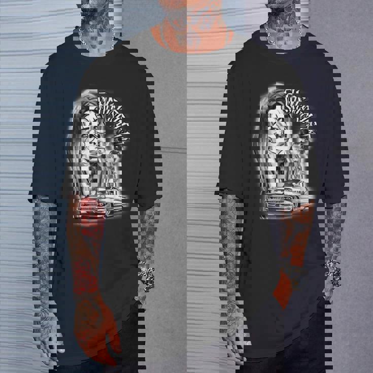 ピエロガール パヤサ×チカーノ ローライダーギャングスターブラックワーク Tシャツ 彼への贈り物