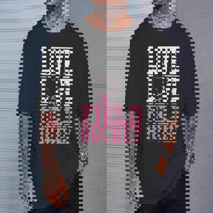 フィールドホッケー ライブ ラブ フィールドホッケー Tシャツ 彼への贈り物