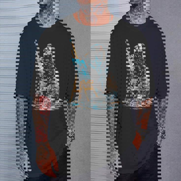 フェレット 自然 絵画 動物 モチーフ アートワーク フェレット Tシャツ 彼への贈り物