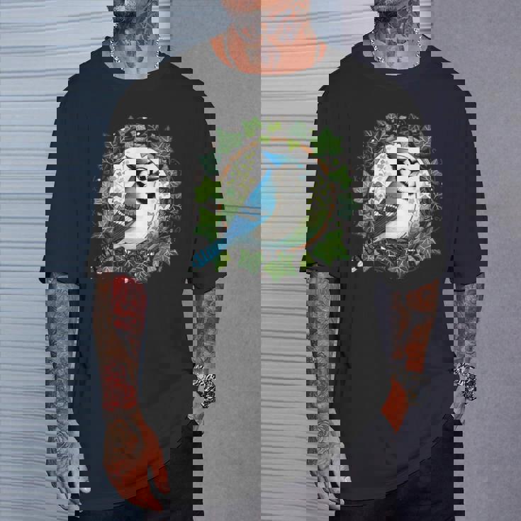 ブルージェイとイングリッシュアイビーバードアートブルージェイズイラスト Tシャツ 彼への贈り物