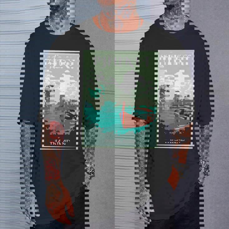 プーケット ロングテール ボート サムイ島 タイ 微笑みの国 バンコク お土産 旅行の贈り物 休暇 ビーチ パッタイ 長袖tシャツ Tシャツ 彼への贈り物