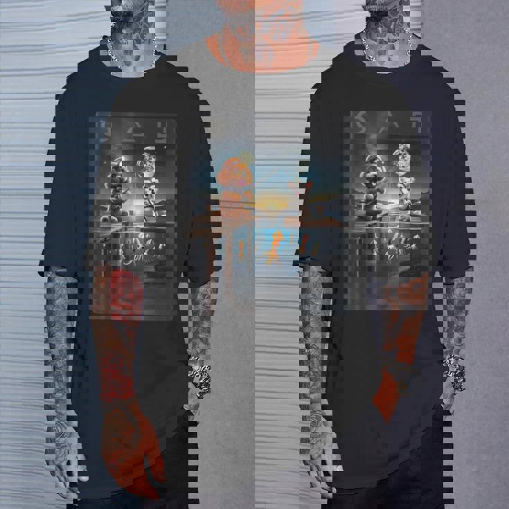 プードルとチワワのユニークなイカ釣りデザイン Tシャツ 彼への贈り物