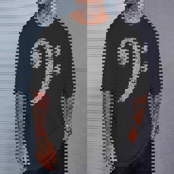 ベースト音記号ヴィンテージグレー ベースシスト低音プレーヤー 長袖tシャツ Tシャツ 彼への贈り物