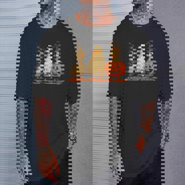 ペンギン 魔女 ゴースト パンプキン トリオ ハロウィン 楽しい 長袖tシャツ Tシャツ 彼への贈り物