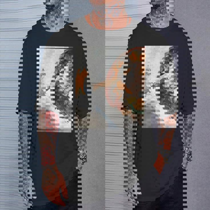 ミケランジェロの愉快な創作猫ミーム。 Tシャツ 彼への贈り物