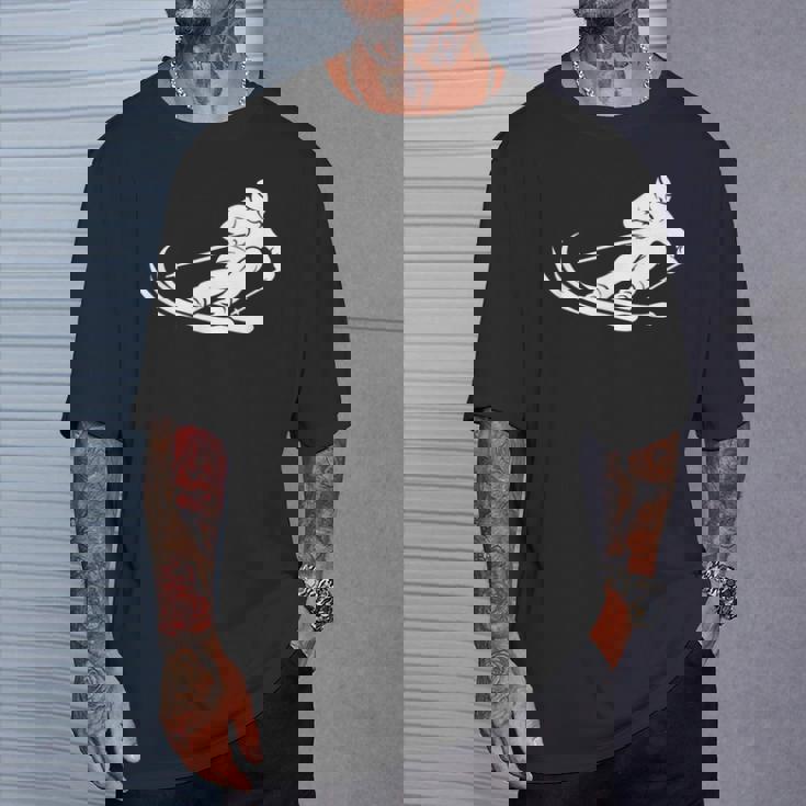 ミニマリスト スキー シルエット ウィンタースポーツ デザイン Tシャツ 彼への贈り物