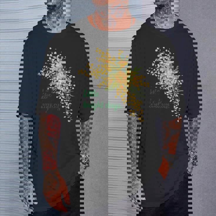 ミモザ 花柄 Little Bright Days ナチュラル 春カラー フラワーデザイン 長袖tシャツ Tシャツ 彼への贈り物