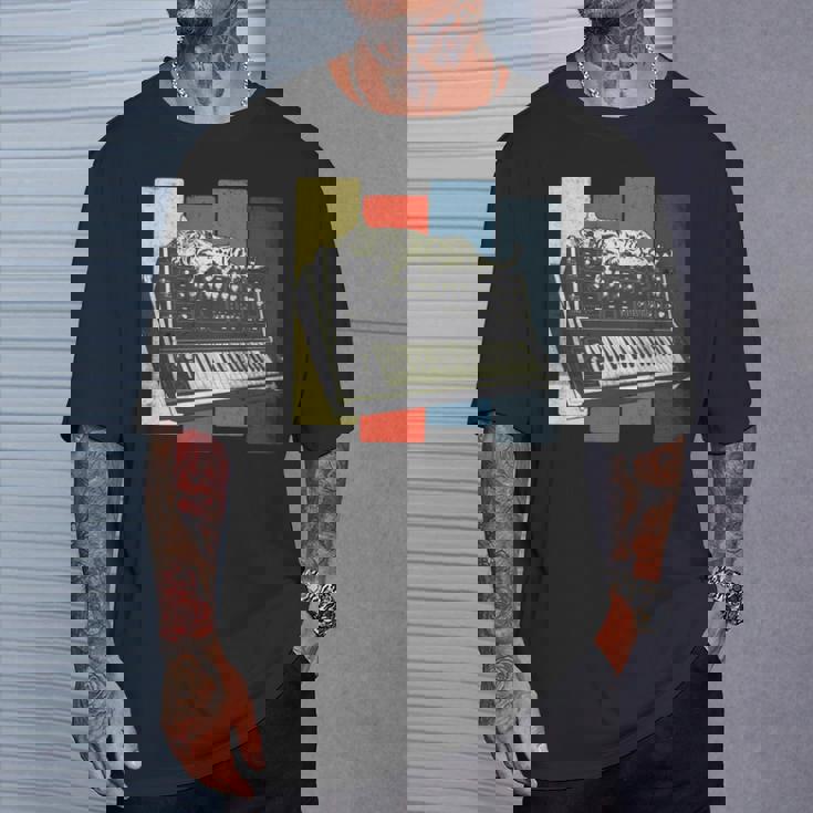 モジュラー シンセサイザー キーボード テクノ ビンテージ アナログ 猫 長袖tシャツ Tシャツ 彼への贈り物