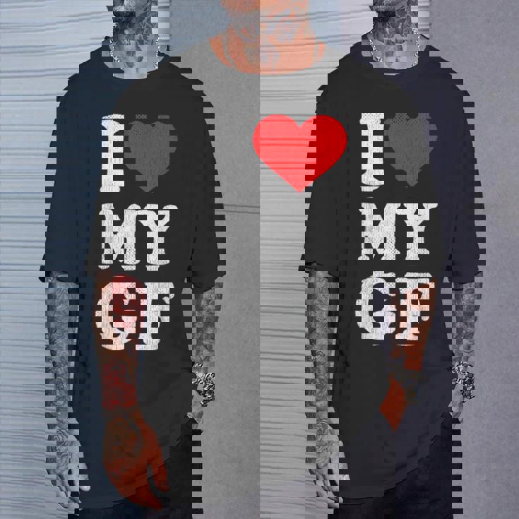 ユーズド加工 I Heart My Girlfriend アパレル I Love My Gf Tシャツ 彼への贈り物