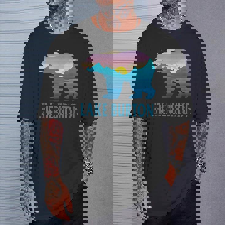 レイク・バートン 山 パープル セッティング ヒマワリ ネイチャーウッド Tシャツ 彼への贈り物