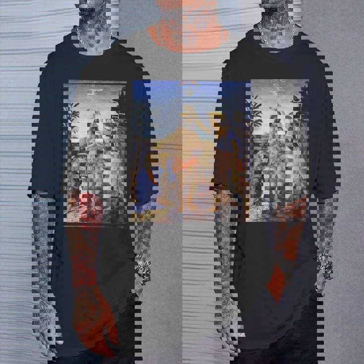 レオナルド ダヴィンチ 面白いtシャツ アート キリストの洗礼 聖書 絵画 メンズ 面白い 服 美術 ネタ Tシャツ 彼への贈り物