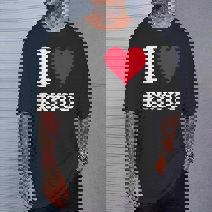 レッドハート I Love Ryu Tシャツ 彼への贈り物