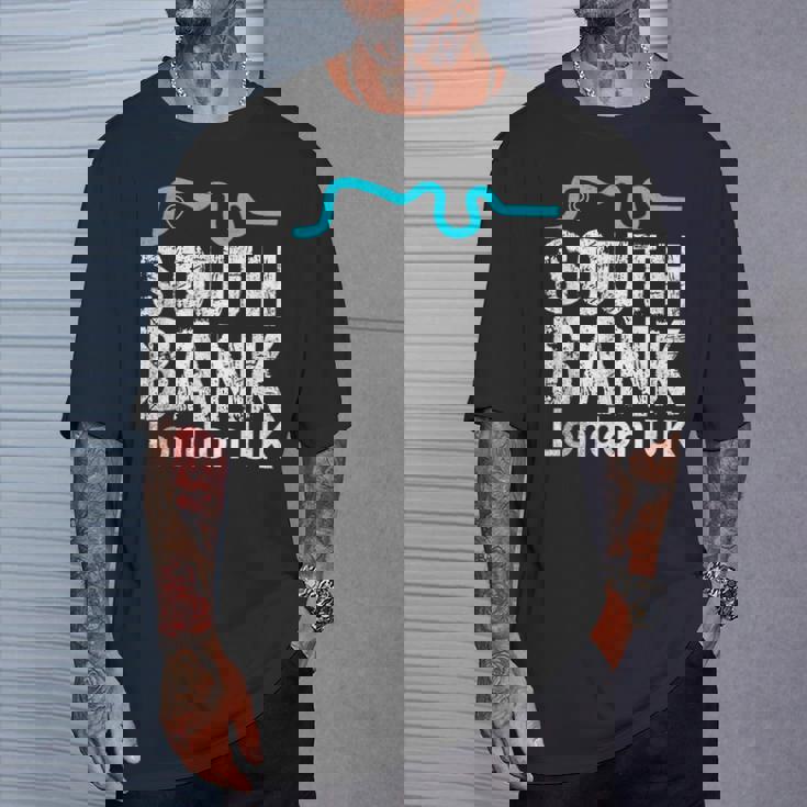 ロンドン、「サウスバンク」の「テムズ川」地図のロンドンお土産 Tシャツ 彼への贈り物