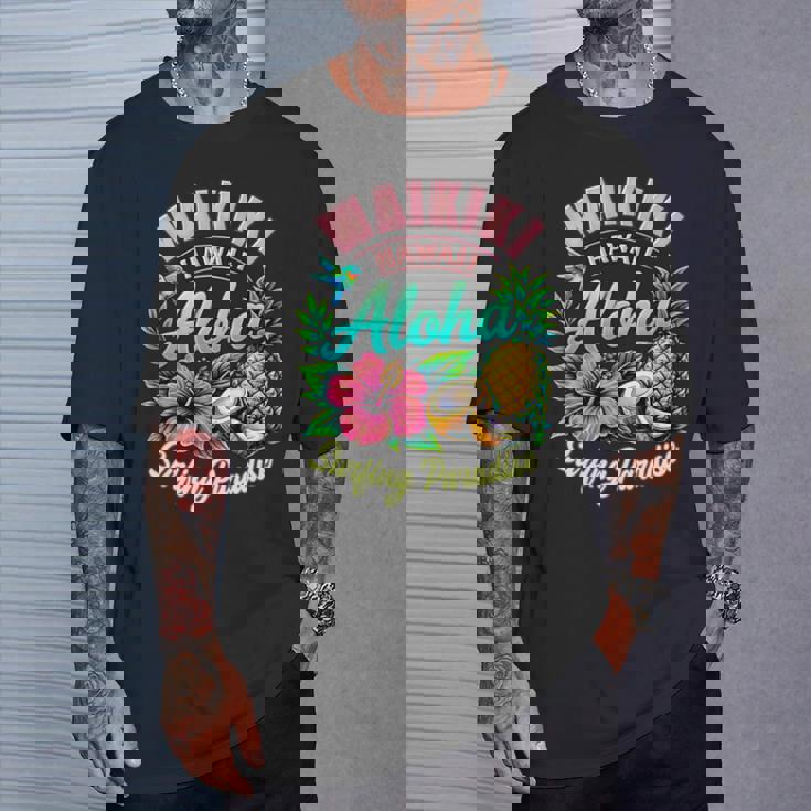 ワイキキ ハワイ アロハ サーフィン パラダイス ハイビスカス パイナップル 長袖tシャツ Tシャツ 彼への贈り物