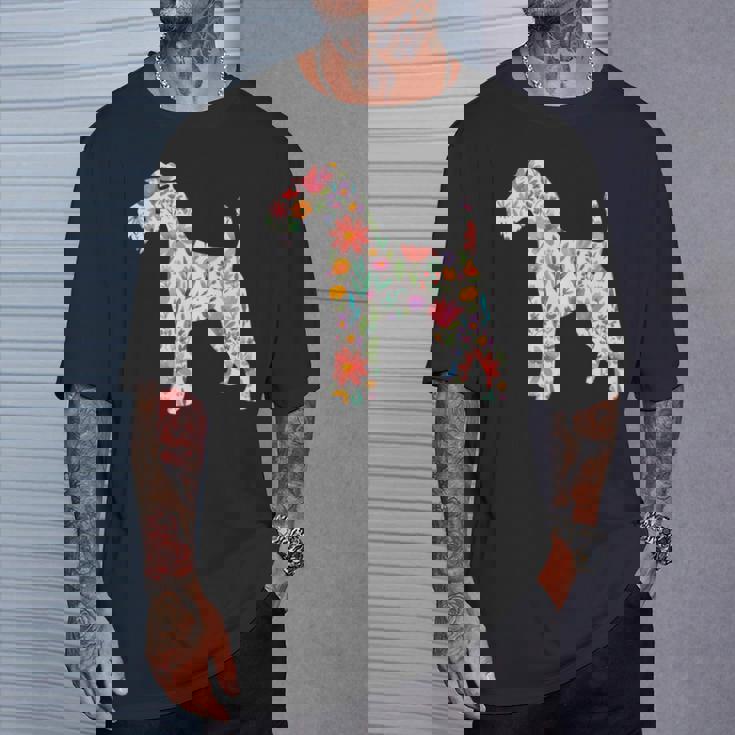 ワイヤーフォックステリア 水彩フラワーデザイン 長袖tシャツ Tシャツ 彼への贈り物