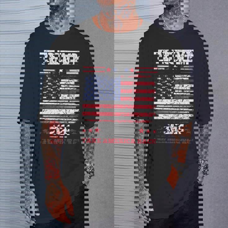 ヴィンテージ ドナルド トランプ 2024 テイク アメリカ バック 長袖tシャツ Tシャツ 彼への贈り物