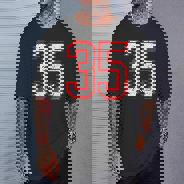 ヴィンテージナンバー 35 ホワイトレッドスポーツ代表チームナンバー 35 Tシャツ 彼への贈り物