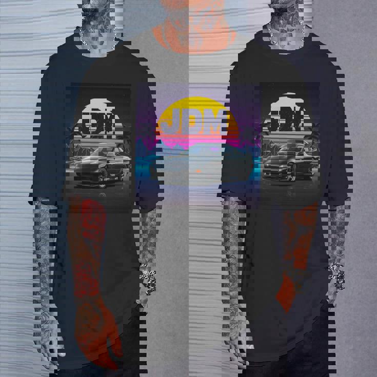 ヴェイパーウェーブ レトロ サンセット Jdm レジェンドカー 日本国内市場 長袖tシャツ Tシャツ 彼への贈り物