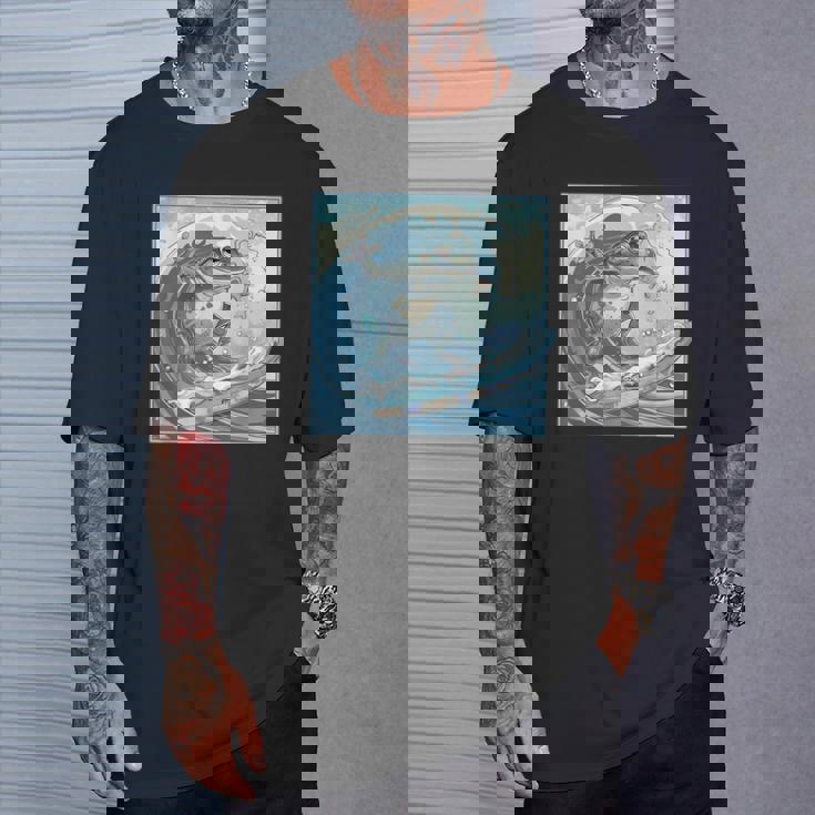 両生類サーファー 日本の波 アート サーフィン カエル Tシャツ 彼への贈り物