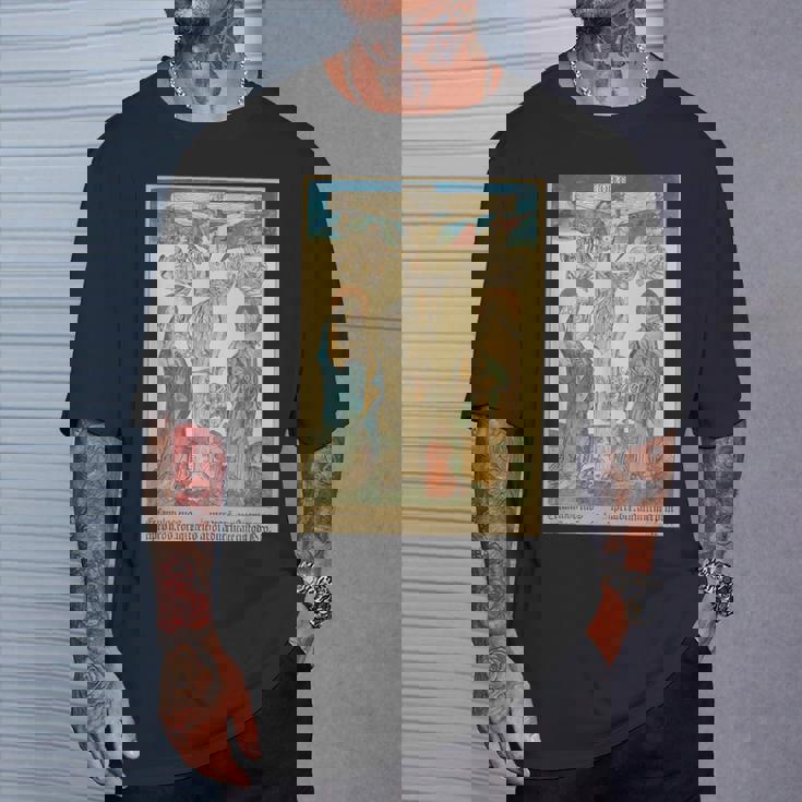 十字架上のイエス 中世美術 キリスト教 カトリック Tシャツ 彼への贈り物