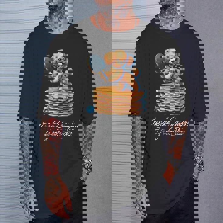 卓球 トイプードル スイーツ パンケーキ 面白い アートデザイン 可愛い おしゃれ 動物 英字 スポーツ 長袖tシャツ Tシャツ 彼への贈り物