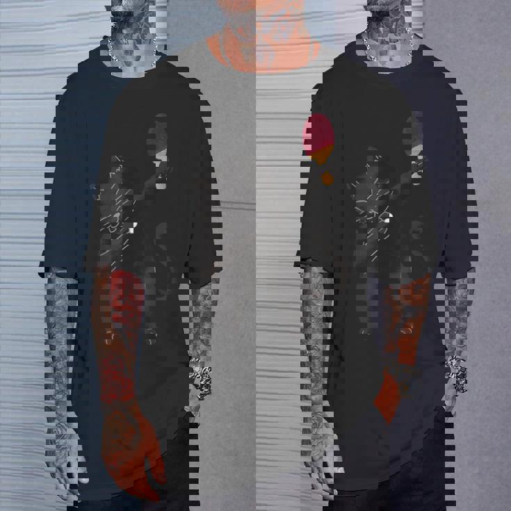 卓球黒猫ピンポン服 猫ピンポン Tシャツ 彼への贈り物