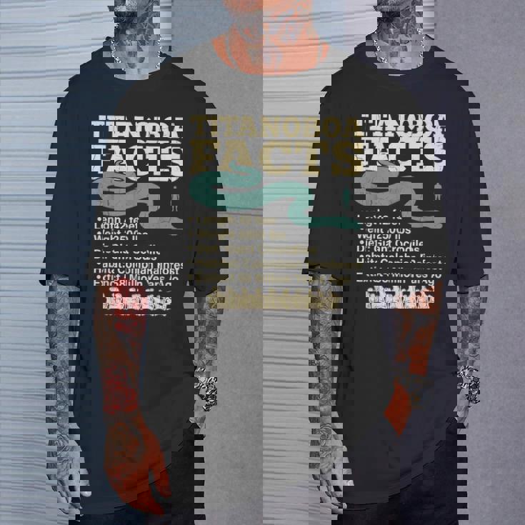 古代最強蛇ティタノボア解説 Titanoboa Facts 恐竜時代雑学 科学学習 Tシャツ 彼への贈り物