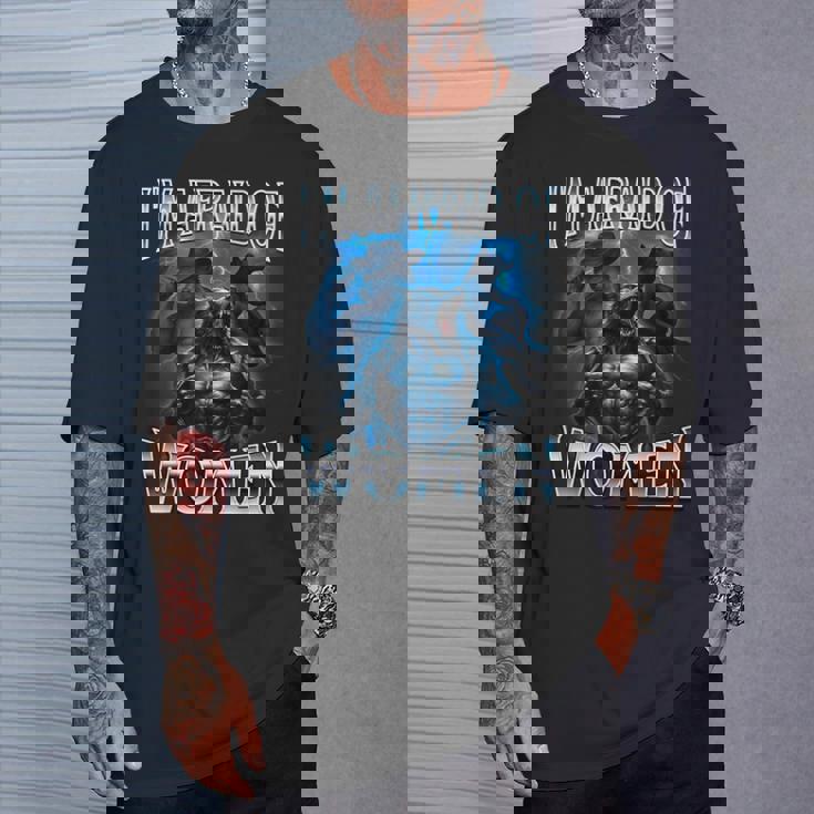 女が怖い狼アルファ・ウルフ・ミーム・クリンジ・ビアード Tシャツ 彼への贈り物