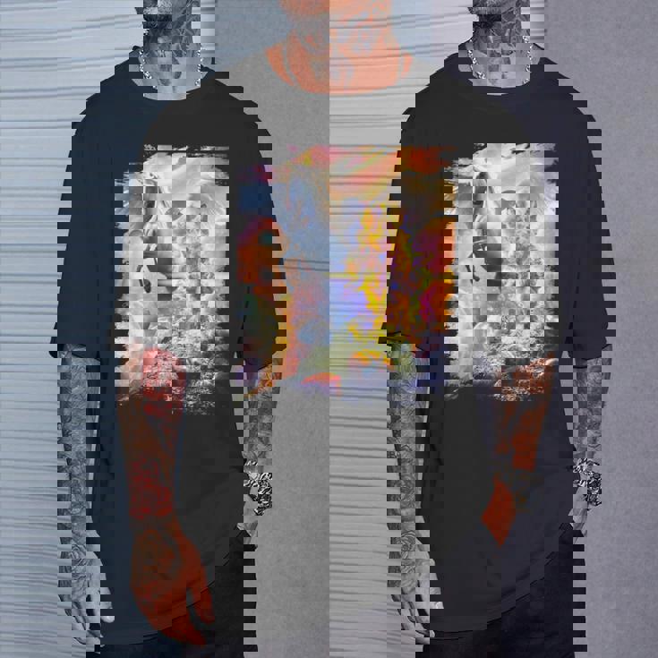 宇宙の銀河猫とユニコーン ペガサス Tシャツ 彼への贈り物