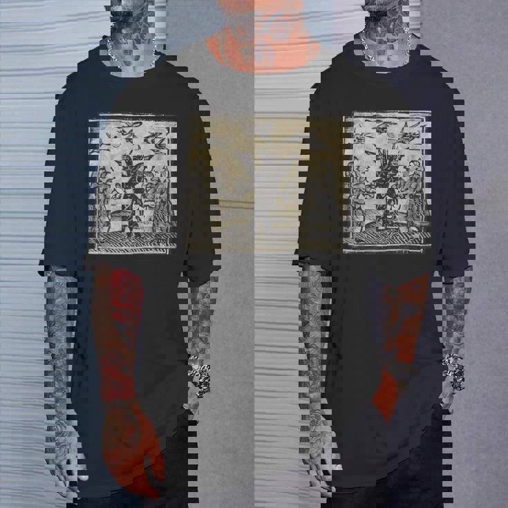 悪魔のオカルトの犠牲ゴスホラー 美的木版画 Tシャツ 彼への贈り物