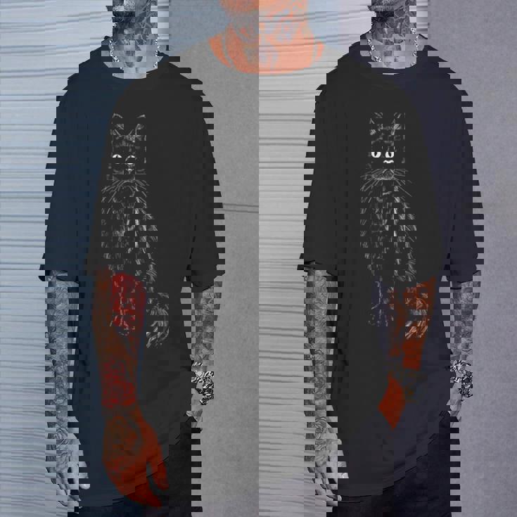 手描きのグラフィック芸術的な芸術的なミニマリズムを描く猫 長袖tシャツ Tシャツ 彼への贈り物