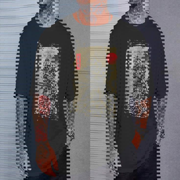 手描きの日本の侍 ヴィンテージ ソードマン アニメ 武士道 Tシャツ 彼への贈り物