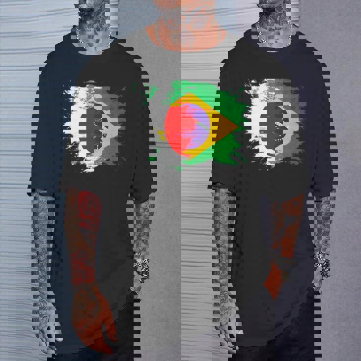 日本とブラジルのdnaヘリテージフラッグ 長袖tシャツ Tシャツ 彼への贈り物