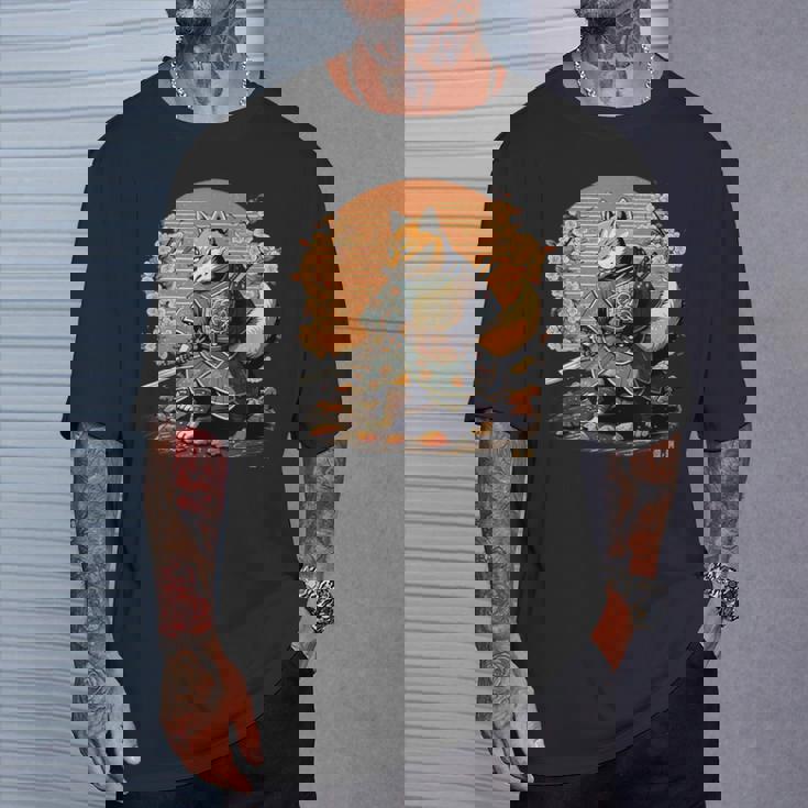 日本アート 柴犬 忍者 浮世絵 アニメ風 侍犬 Tシャツ 彼への贈り物