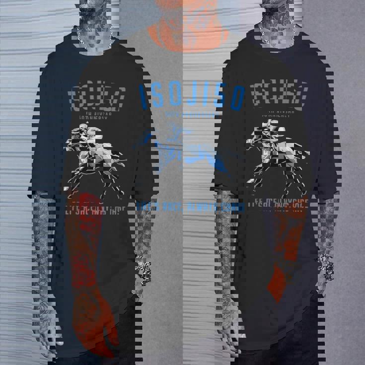 早寿祝い 五十路 競馬好き 馬好き 父 母 男性 女性 50歳お祝い Life's Race Always Chase Tシャツ 彼への贈り物