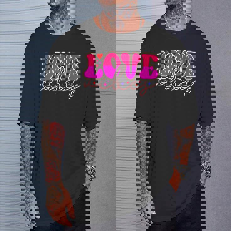 明るいピンク Loveibes ハート ネオンエナジー 長袖tシャツ Tシャツ 彼への贈り物