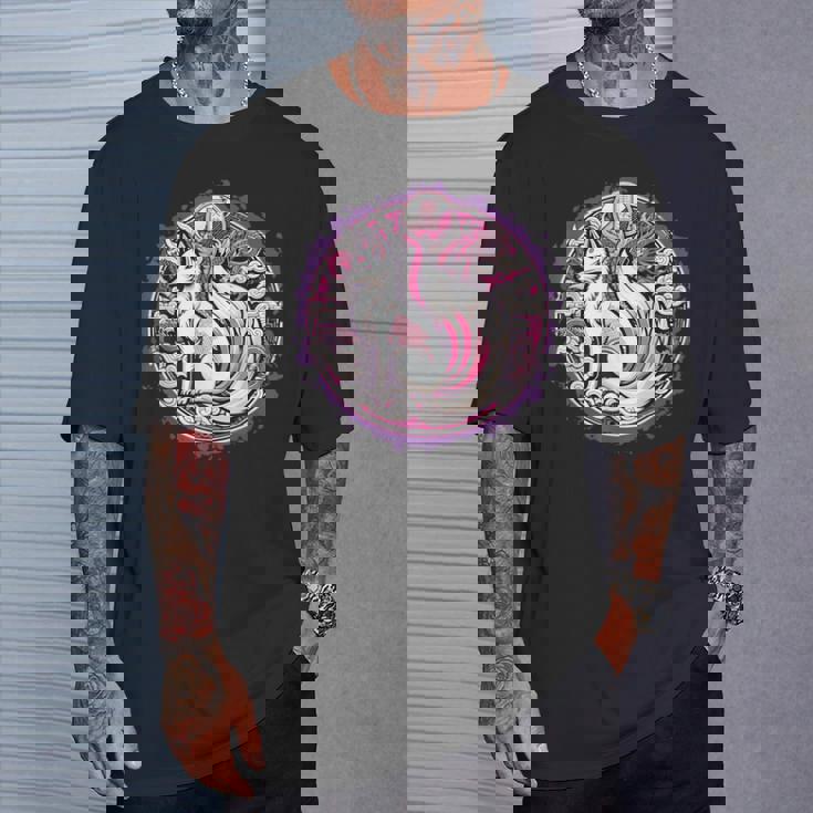 民話 きつね 九尾狐 日本龍 Tシャツ 彼への贈り物